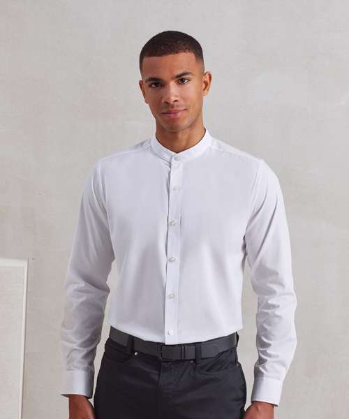 Banded collar grandad long sleeve shirt